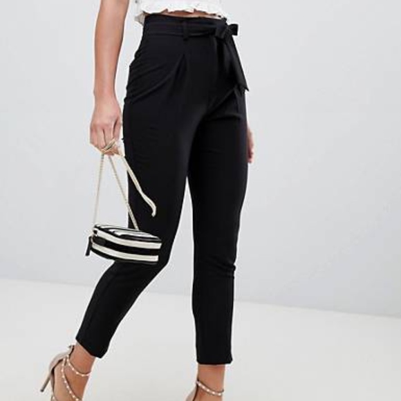 black trousers with tie waist